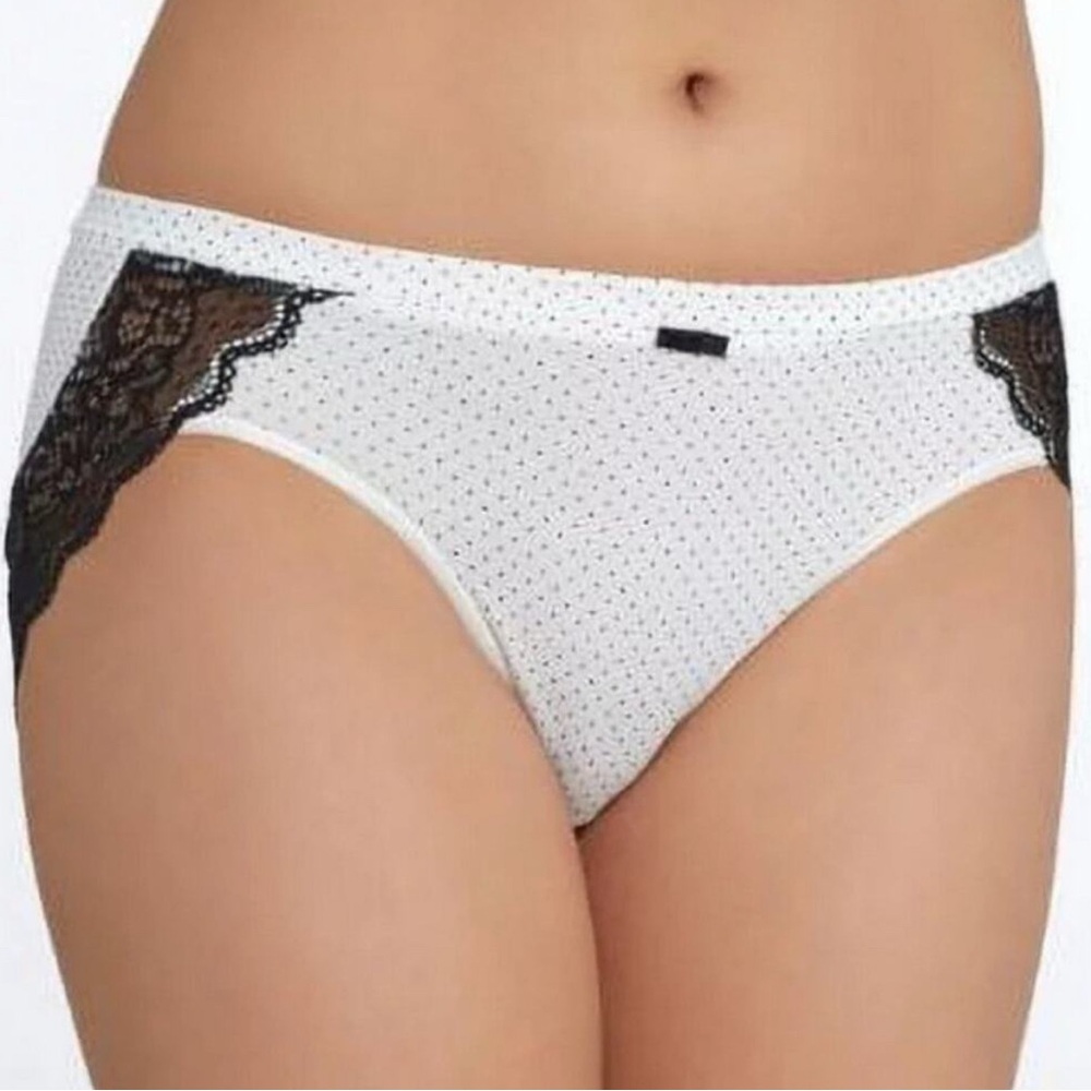 Bali Cotton Desire Hipster DFCD63 Women's Size 7 White Micro Dot 3-Pack